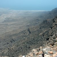 Djebel Samhan, massif montagneux de 1812 m. Dans le Dhofar, au sud du pays. C’est la région où pousse l’arbre à encens, le boswellia sacra, le plus recherché au monde. Photo Diane Brault